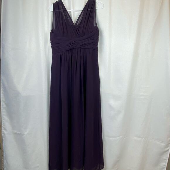 Bill LevKoft Dress Plum Deep Purple Long Formal Bridesmaid Prom Sz 10 Empire - Picture 1 of 8